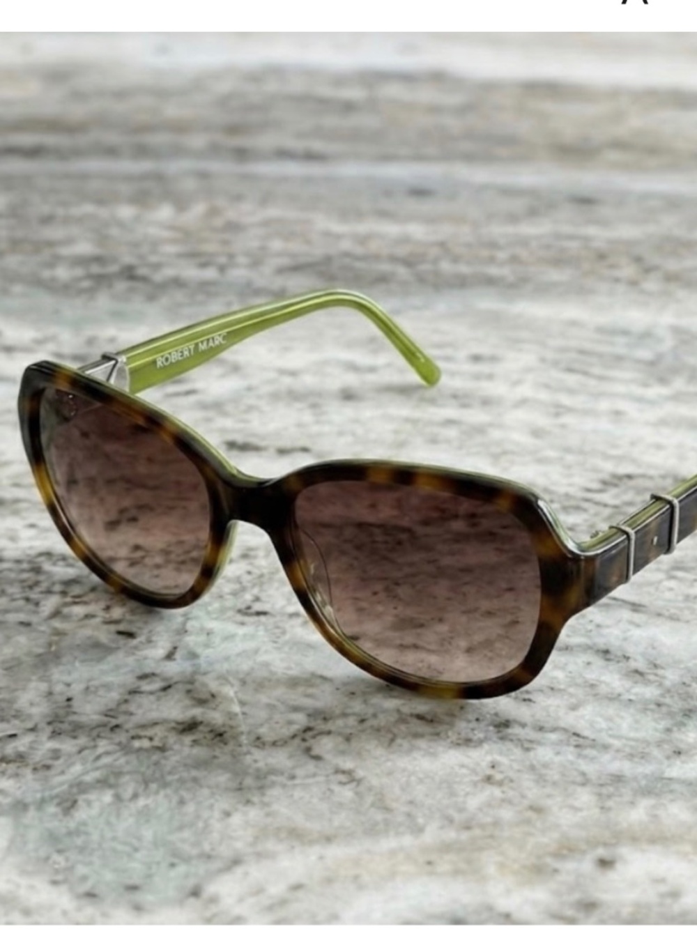 Robert Marc Olive Green Tortoise Sunglasses Handmade France Oversized